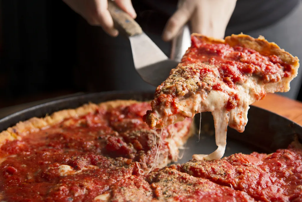 Chicago-style pizza at the place where it originated - Pizzeria Uno in Chicago, IL. (release no. L20161005A, location) Photo by Kevin J. Miyazaki/Redux