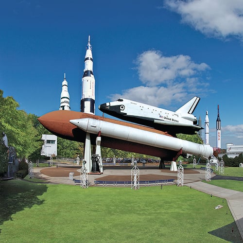 Huntsville U. S. Space & Rocket Center - Past, present and future of space exploration.  Demonstrations, hands-on exhibits, IMAX and 3-D theaters.  Davidson Center for Space Exploration.  Home of Space Camp.