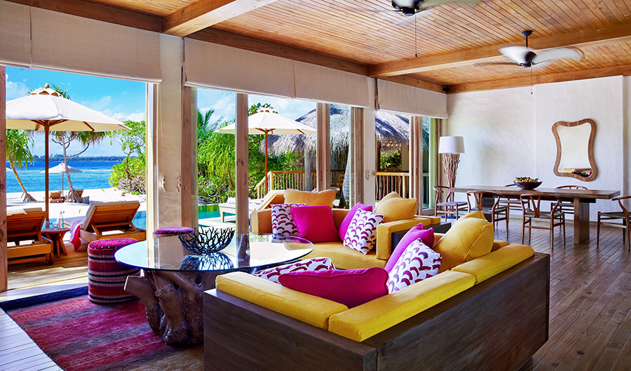 Six Senses Laamu Maldives Two_Bedroom_Ocean_Beach_Villa_with_Pool_living_room