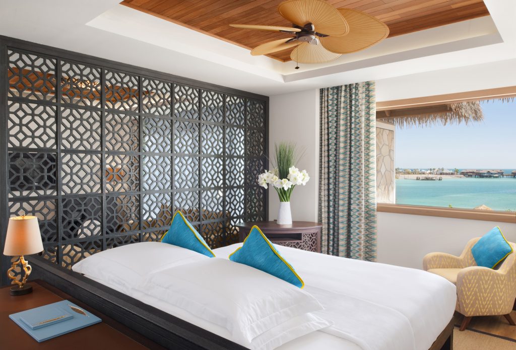 Banana Island Resort Doha by Anantara Guest room Junior Suite Bedroom King Bed Sea View