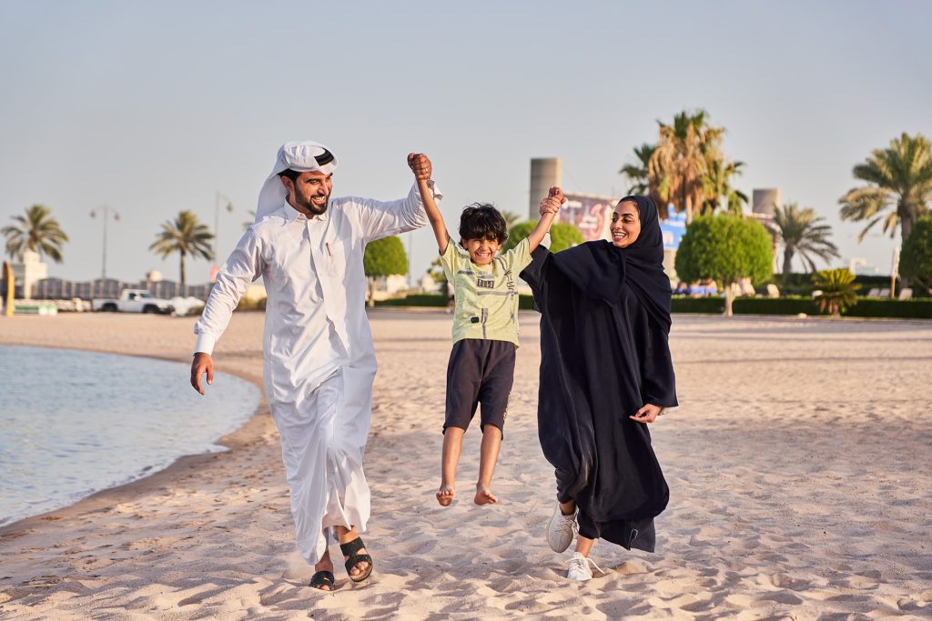 Qatar Beach Club Family on Beach