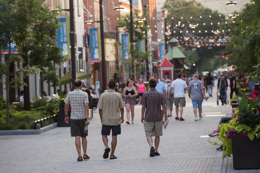 Ithaca Commons- Four block pedestrian shopping area with over 100 unique shops,restaurants,street vendors & street entertainers- Finger Lakes Region