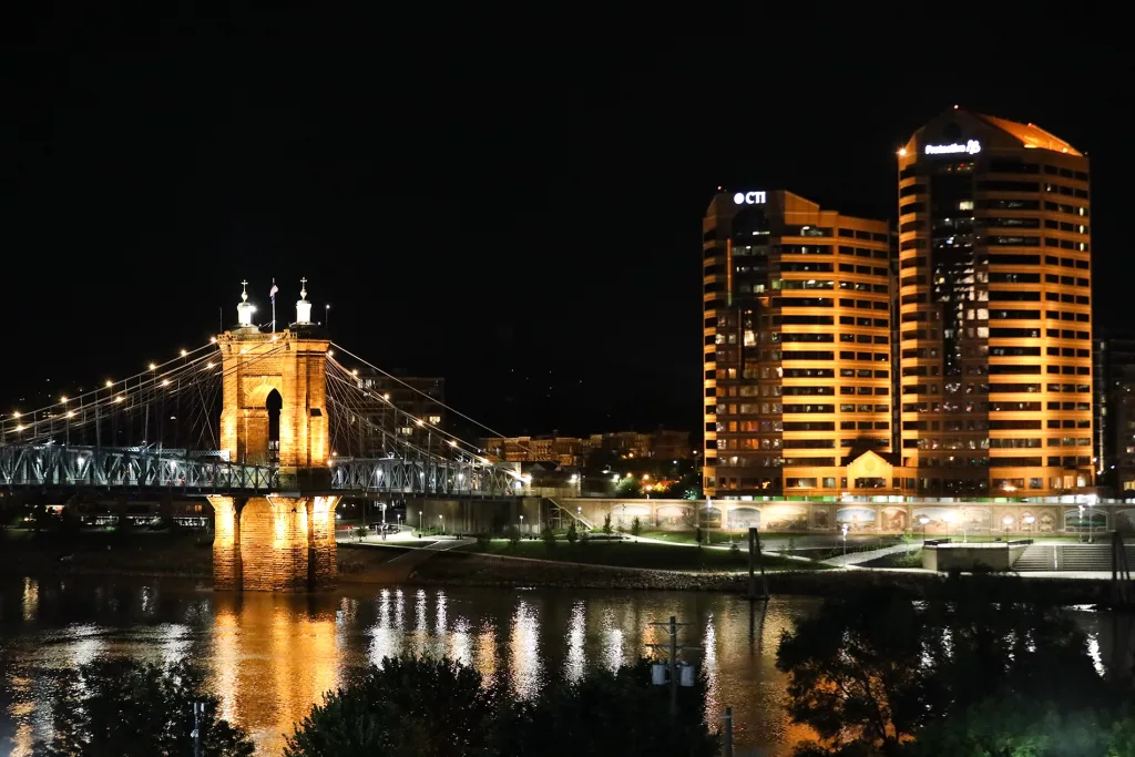 Cincy Region Roebling Bridge Night-View