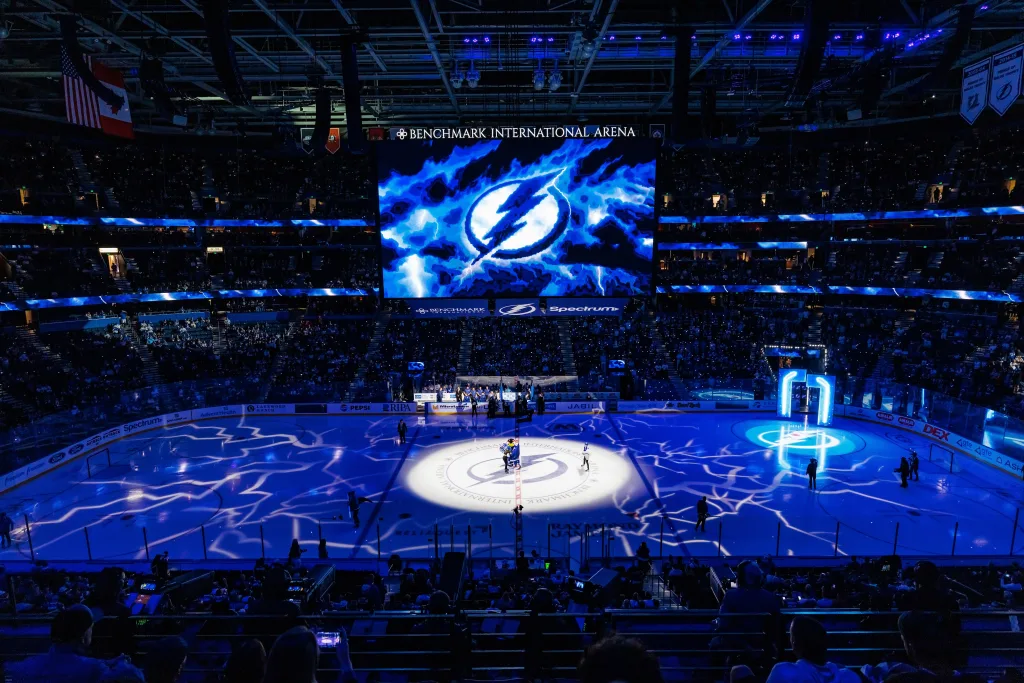 TAMPA, FL — October 9: The Tampa Bay Lightning play the Ottawa Senators during the 2025-26 season opening night at Benchmark International Arena in Tampa on April 24, 2025. (Photo by Casey Brooke Lawson/Tampa Bay Lightning)
